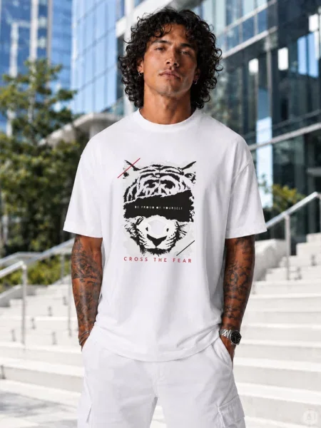 T-shirt oversize z nadrukiem Dstreet biały