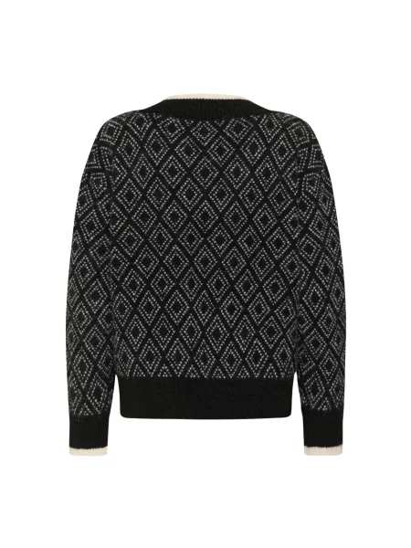 Sweter Kaffe z wzorem argyle czarny