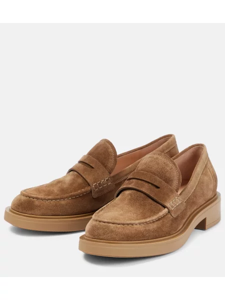 Pantofi loafer Gianvito Rossi din piele de căprioară maro