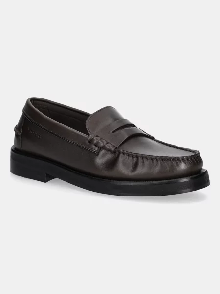 Usnjeni mokasini Tommy Hilfiger CLASSIC HIGH HILFIGER LTH LOAFER rjava