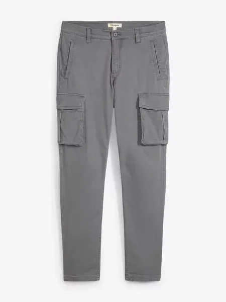 Spodnie z cargo z czystej bawełny z domieszką stretchu regular fit straight szare