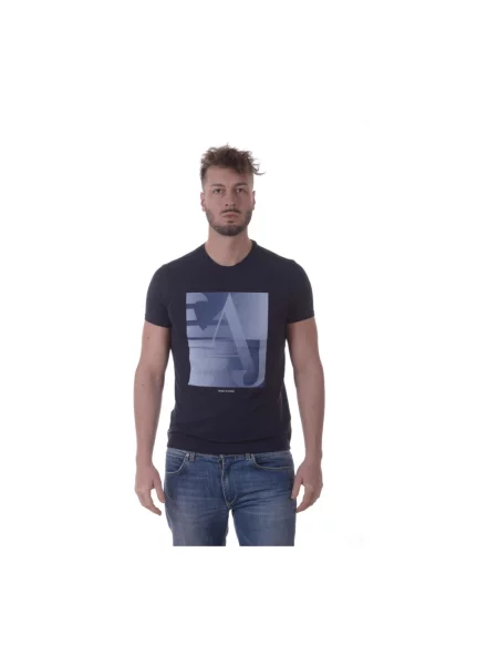 Koszulka Armani Jeans z nadrukiem casual niebieska
