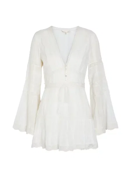 Rochie mini Loveshackfancy evazată alb