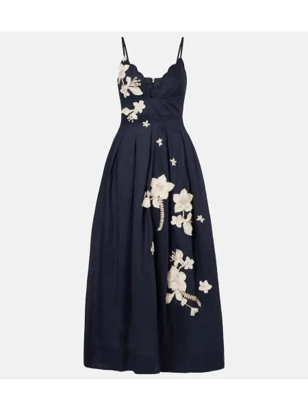 Rochie maxi Agua By Agua Bendita de in cu model floral albastru