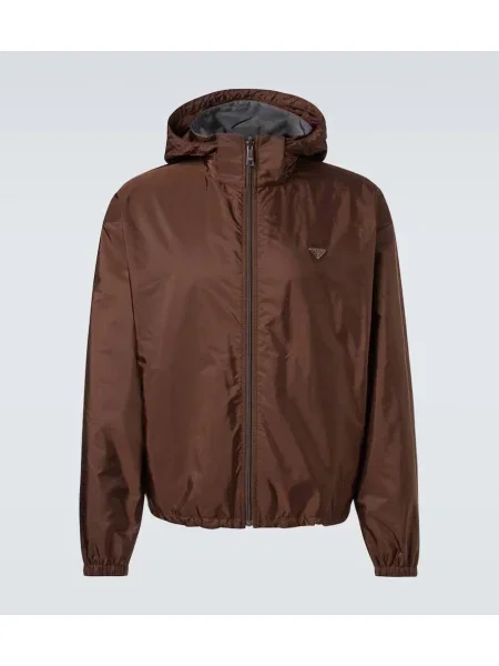Яке Prada с качулка кафяво
