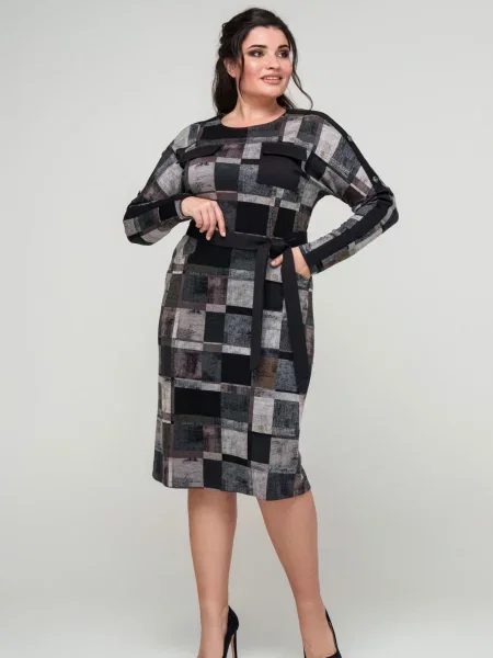 Сукня міді All Posa віскоза/поліестер чорний