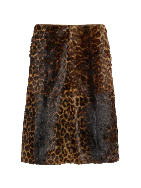 Fustă din piele Ami Paris cu imagine cu model leopard maro