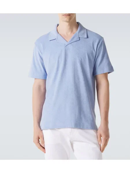 Tricou polo Sunspel din material terry albastru