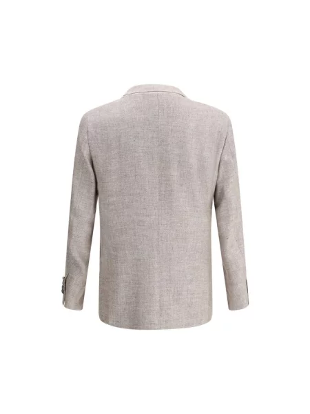 Lniana marynarka Brunello Cucinelli elegancka brązowa