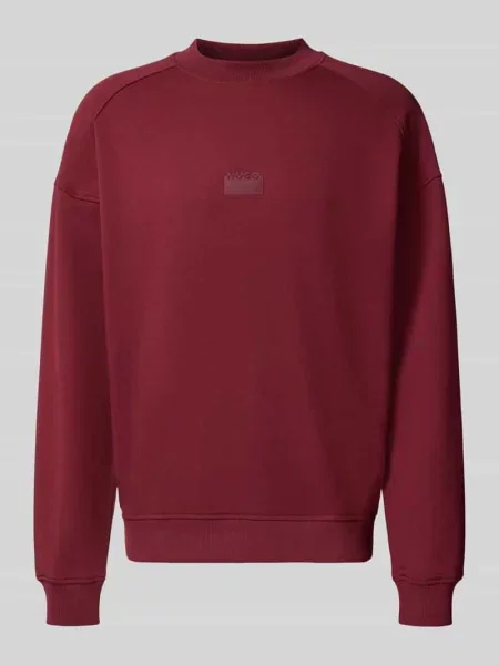 Bluza o kroju regular fit z czystej bawełny model ‘DELASTCREW’ Hugo bordowa