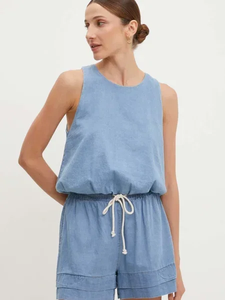 Блуза Answear Lab с изчистен дизайн синьо