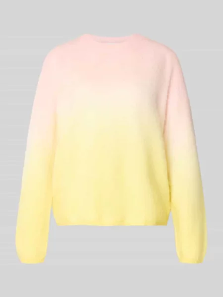 Sweter w kroju regular fit z mieszanki kaszmiru w imitacji dzianiny Herzen's żółty