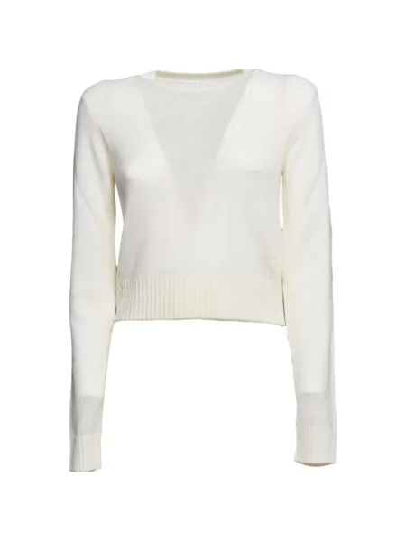 Pulover Jil Sander cu decolteu rotund lung alb