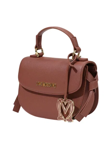 Torebka Love Moschino skórzana w serca brązowa
