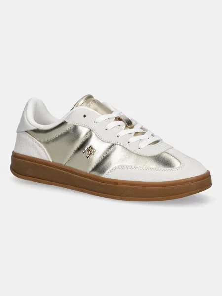 Tommy Hilfiger sneakers din piele MU JACKIE METALLIC bej