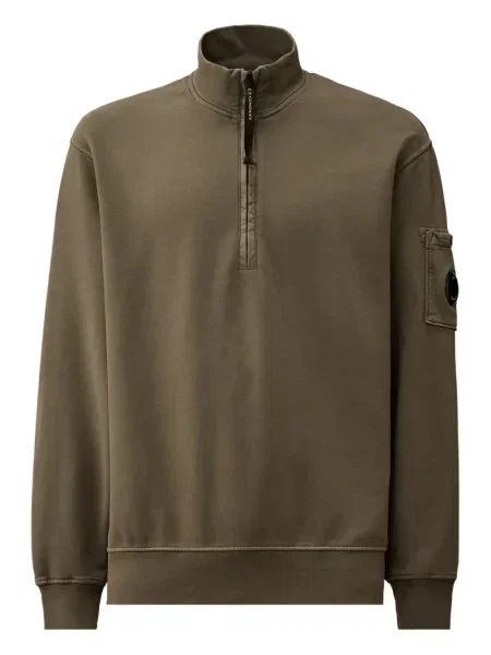 Mikina C.p. Company s polovičními zipem hnědá