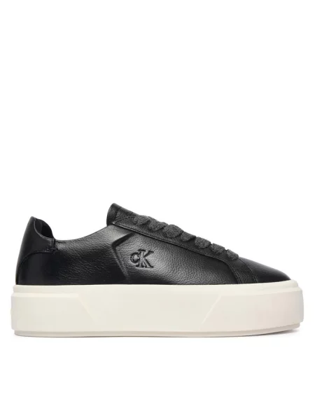 Calvin Klein Sneakersy Flatform Laceup Lth Wl czarny