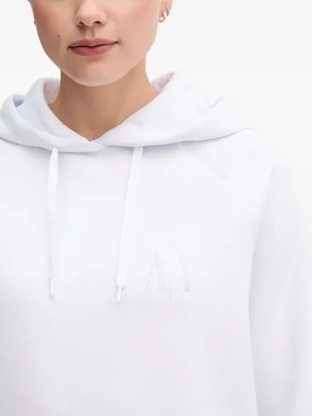 Džemperis su gobtuvu Armani Exchange su kristalais balta