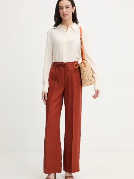 Twinset hlače lanene oranžna