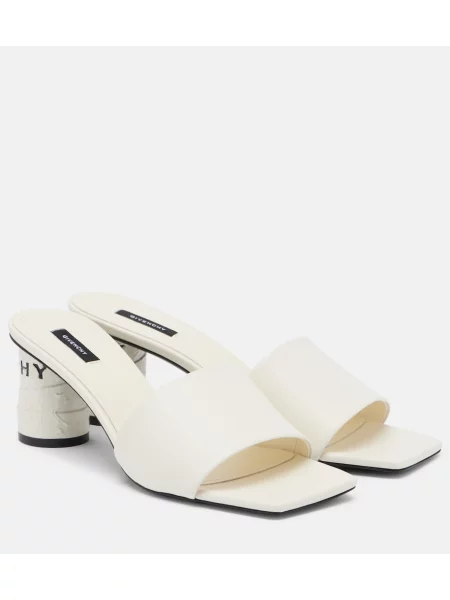 Papuci tip mules Givenchy din piele alb