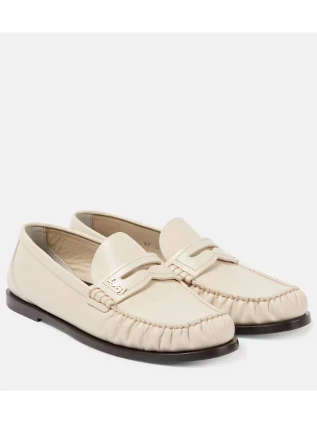 Usnjene loaferke Saint Laurent bela