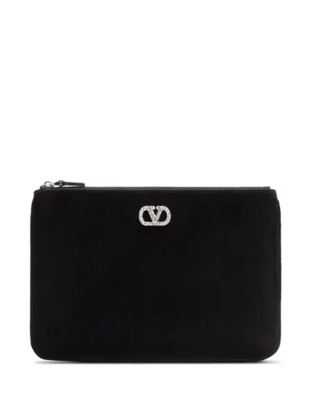 Geantă plic Valentino Garavani de catifea negru