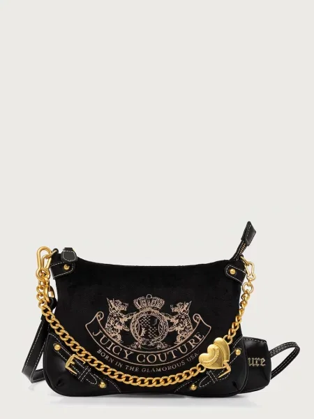 Juicy Couture crossbody kabelka dámska zamatová TWIG NARRATIVE čierna