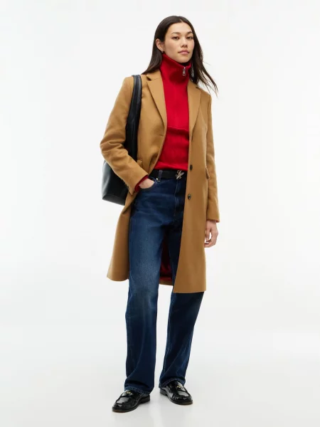 Tommy Hilfiger płaszcz wełniany Kobiety Wełna 34 brązowy