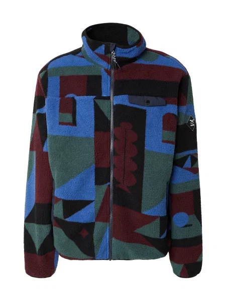 Iriedaily Jachetă fleece Insaneia albastru / verde pin / roşu închis negru
