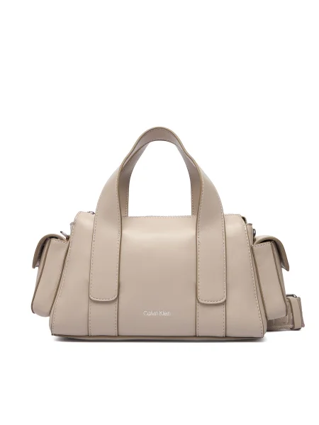 Geantă Calvin Klein Webbing Strap Pocket Crossover Brown Universal bej