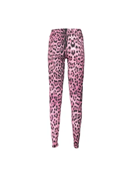Legginsy Cavalli Class z nadrukiem różowe