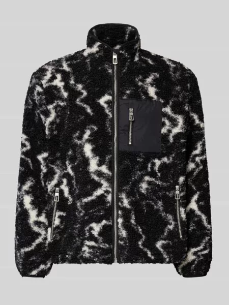 Kurtka z futerka o kroju regular fit ze wzorem na całej powierzchni model ‘JAIMY’ Only & Sons czarna