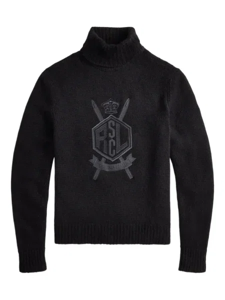 Haftowany golf golf Ralph Lauren Purple Label czarny