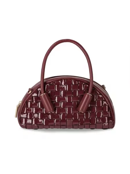 Lniana torebka skórzana Themoirè czerwona