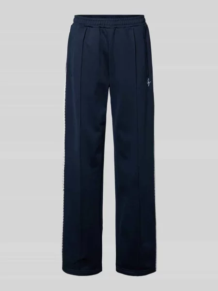 Spodnie sportowe typu track pants z prostą nogawką Review granatowe