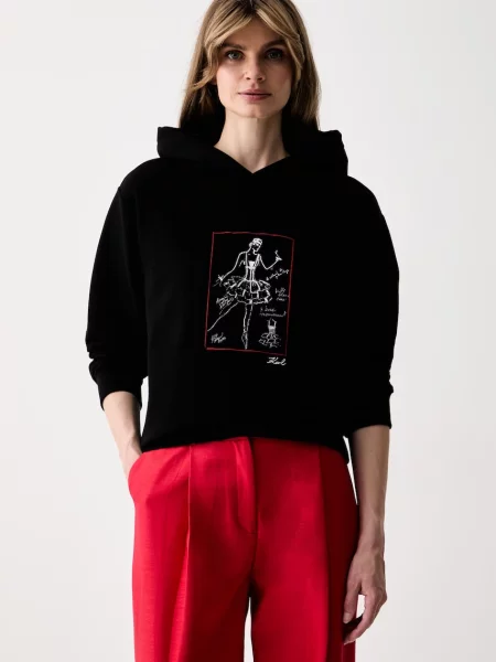 Karl Lagerfeld hanorac cu glugă pentru femei cu negru