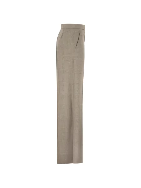 Pantaloni Max Mara de lână în carouri
