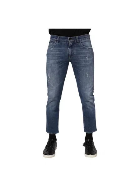 Jeansy Dolce And Gabbana z logo niebieskie