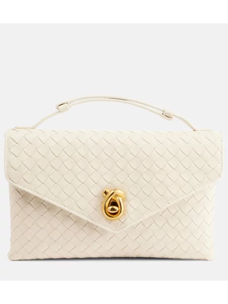 Usnjena crossbody torbica Bottega Veneta Handle bela