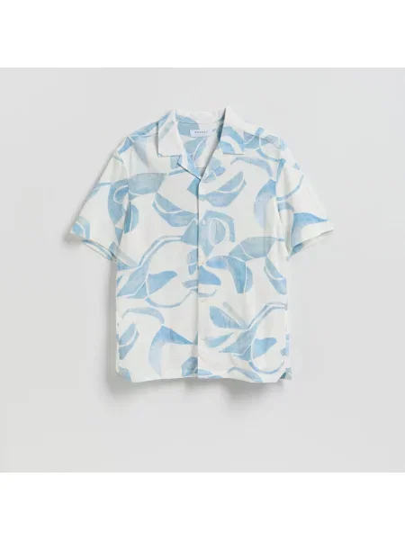 Reserved Košile ze směsi lnu regular bleděmodrá