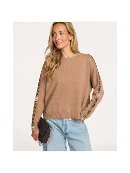 Sweter Kujten z kaszmiru brązowy