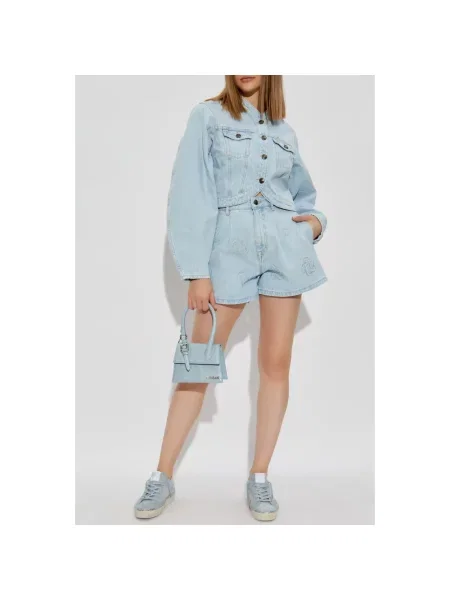 ROTATE Birger Christensen Szorty Kobieta Denim Jeansyowe szorty z połyskującymi cekinami niebieski