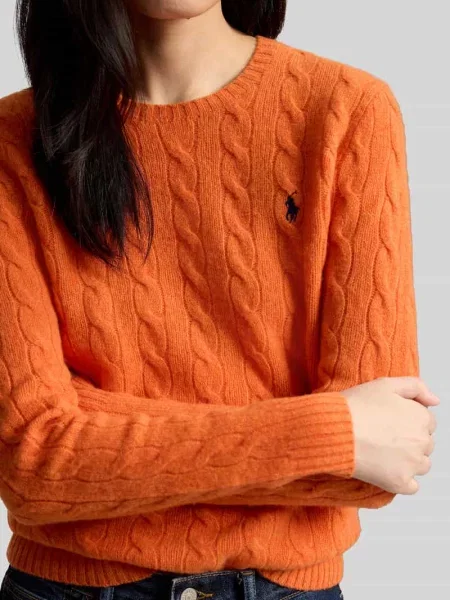 Sweter w kroju regular fit z mieszanki wełny i kaszmiru JULIANNA' Polo Ralph Lauren pomarańczowy