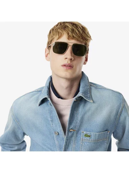 Lacoste Kurtka Overshirt Z Grubego Bawełnianego Denimu niebieski