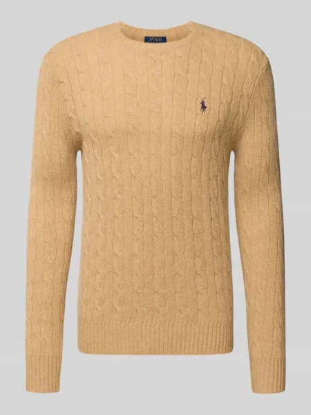 Sweter z dzianiny o kroju regular fit z mieszanki wełny i kaszmiru Ralph Lauren beżowy
