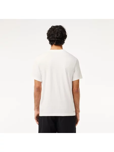 Lacoste Koszulka Sport Z Nadrukiem 3D Krokodyla Oddychająca biała