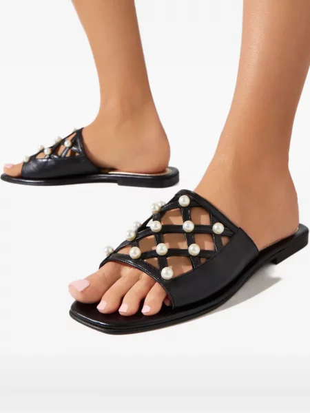 Sandale Elina Linardaki cu perle negru