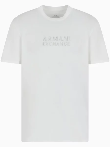 Tricou Armani Exchange cu broderie alb
