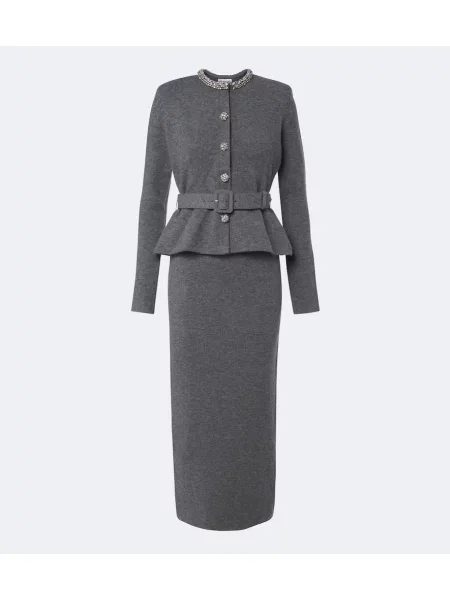 Rochie midi Self-portrait de lână gri
