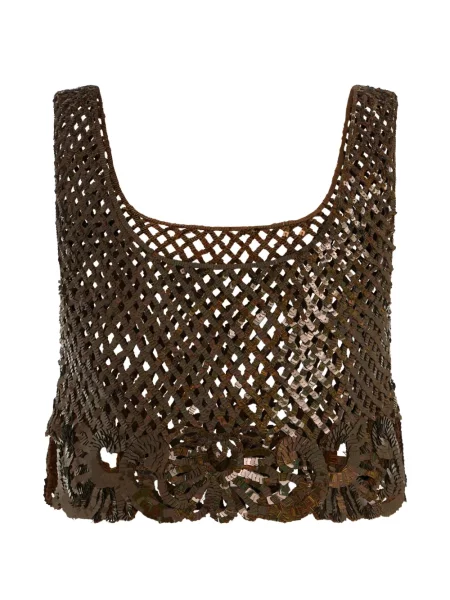 Decupat top Alberta Ferretti cu paiete maro